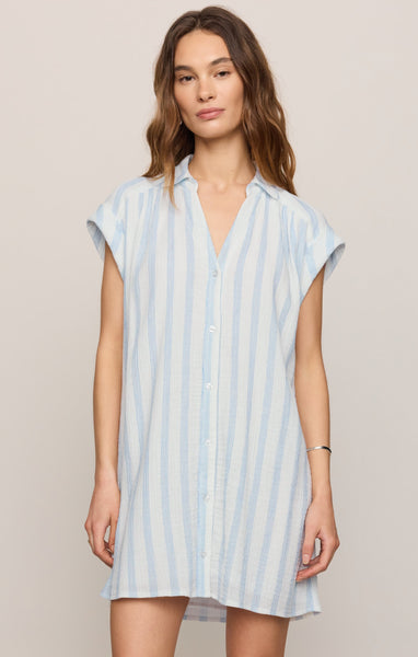Shellbound Striped Dress - Blue