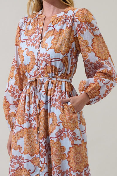 Siany Button Down Midi Dress - Brown