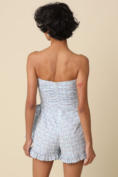 Sienna Floral Wrap Romper - Blue