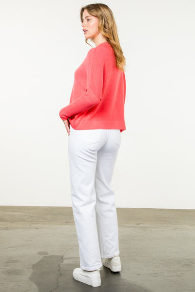 Sierra V Neck Sweater - Coral