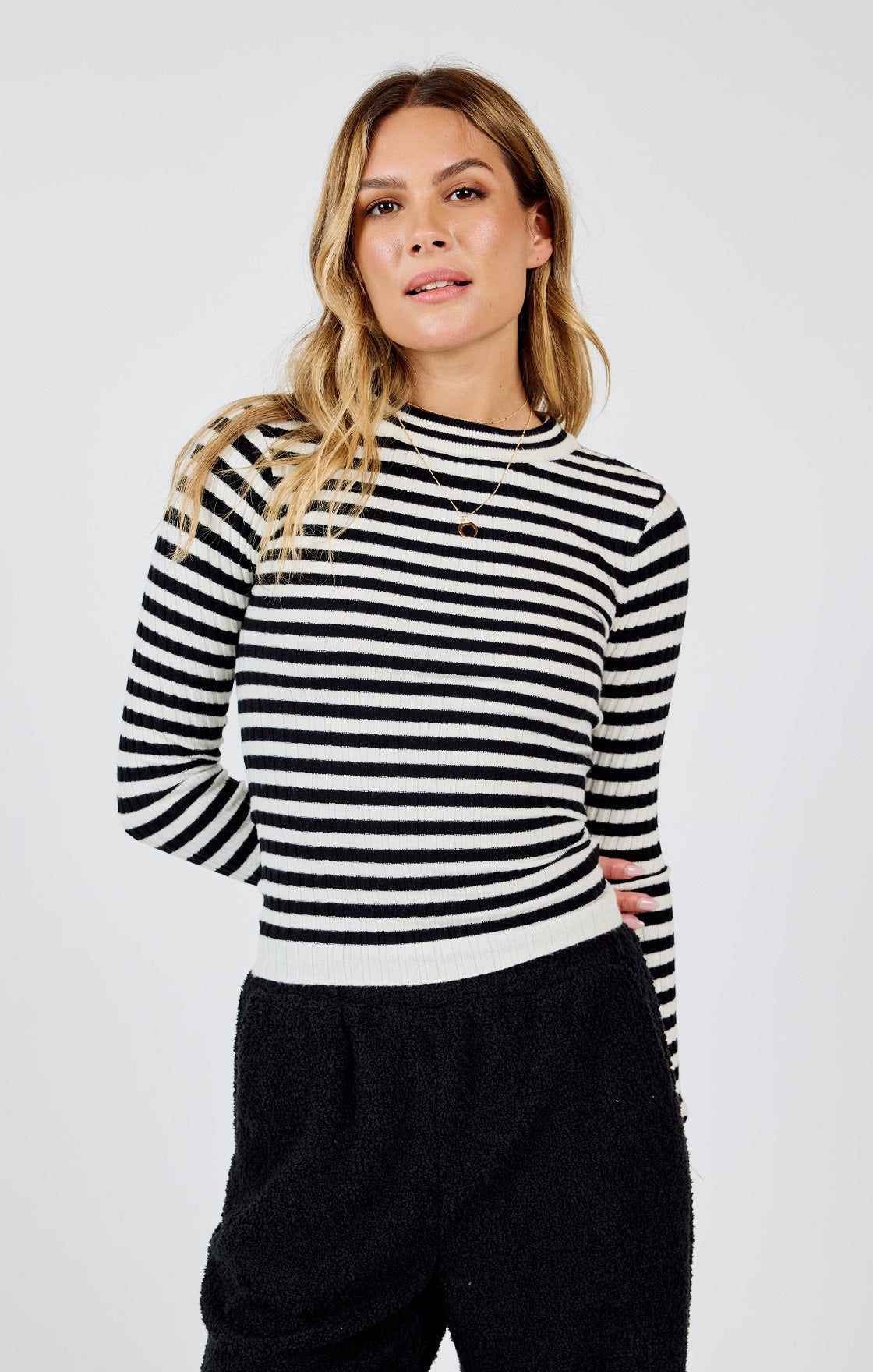 Simply Being Striped Sweater - Black