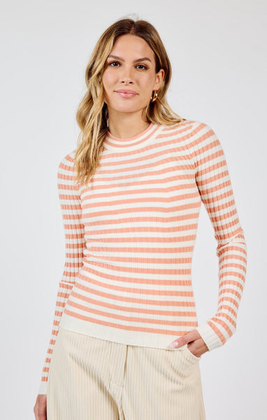 Simply Being Striped Sweater - Coral