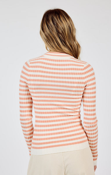 Simply Being Striped Sweater - Coral