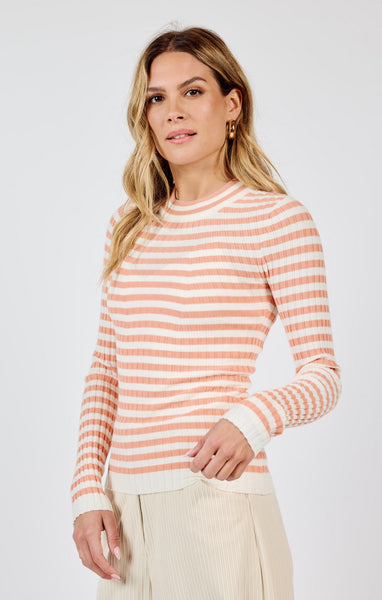 Simply Being Striped Sweater - Coral