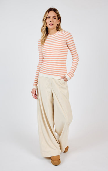 Simply Being Striped Sweater - Coral