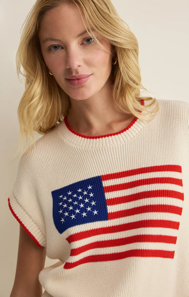 Sleeveless Patriot Sweater - Ivory