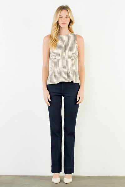 Sleeveless Stripe Texture Top - Olive