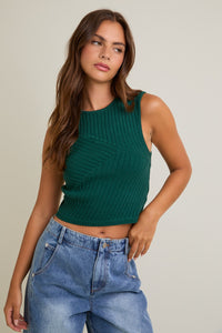 Sleeveless Sweater Top - Green