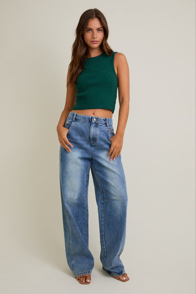 Sleeveless Sweater Top - Green