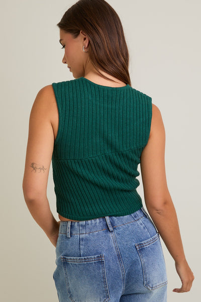 Sleeveless Sweater Top - Green