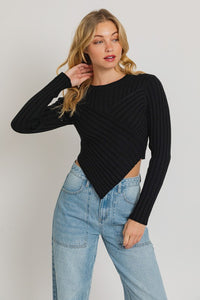 Sloan Asymmetrical Sweater Top - Black