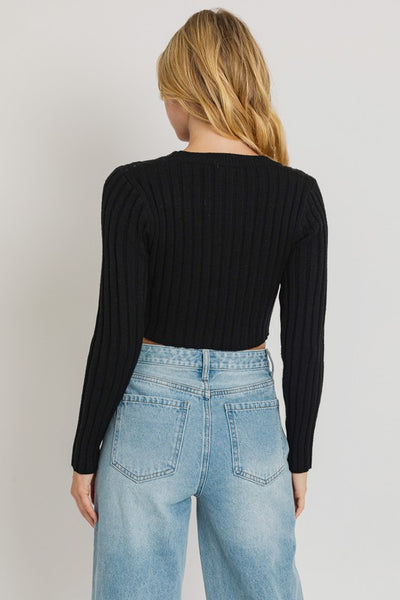 Sloan Asymmetrical Sweater Top - Black