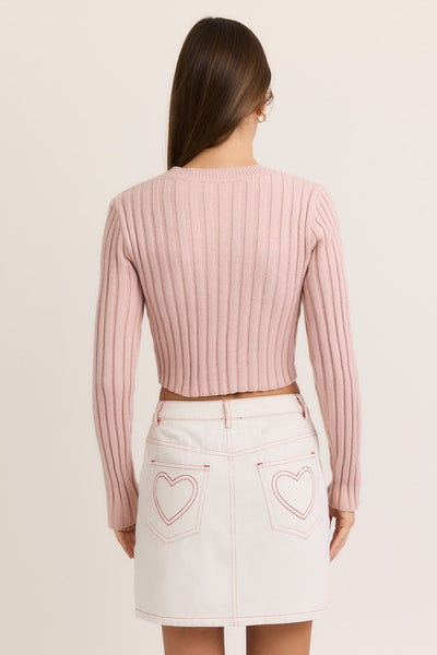 Sloan Asymmetrical Sweater Top - Blush