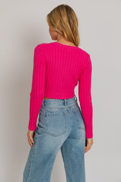 Sloan Asymmetrical Sweater Top - Fuchsia