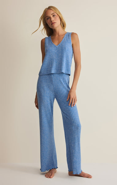 Sloane V-Neck Rib Tank - Blue