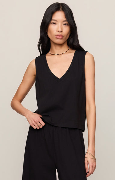 Sloane V-Neck Top - Black