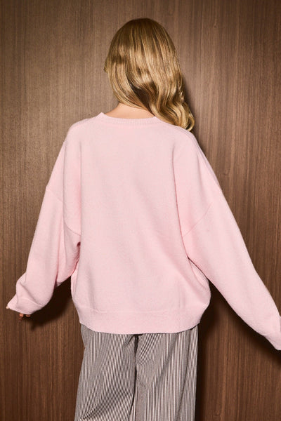 Snowboarding Bear Sweater - Pink