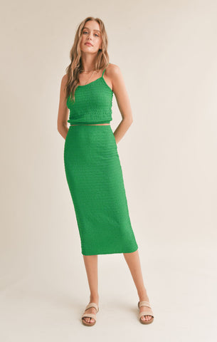 So Fresh Textured Midi Skirt - Green