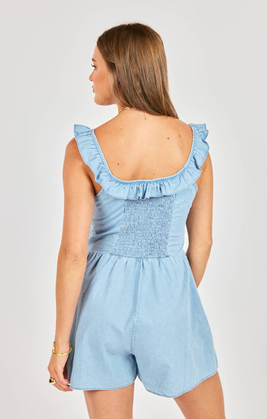 Soft Breeze Chambray Romper - Denim
