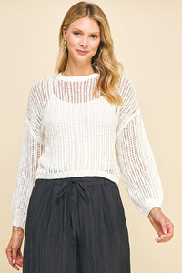 Solid Crochet Sweater - Ivory