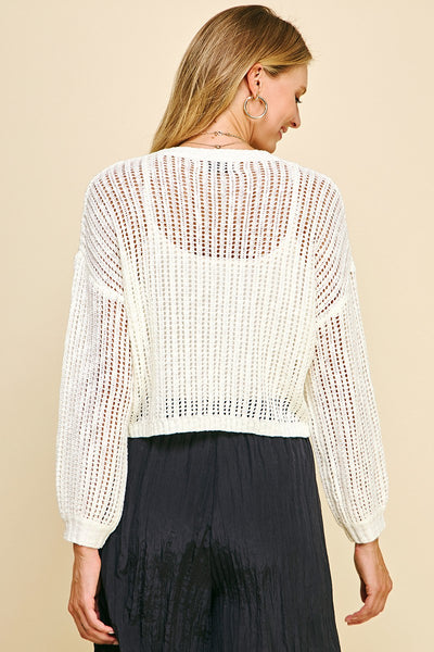 Solid Crochet Sweater - Ivory