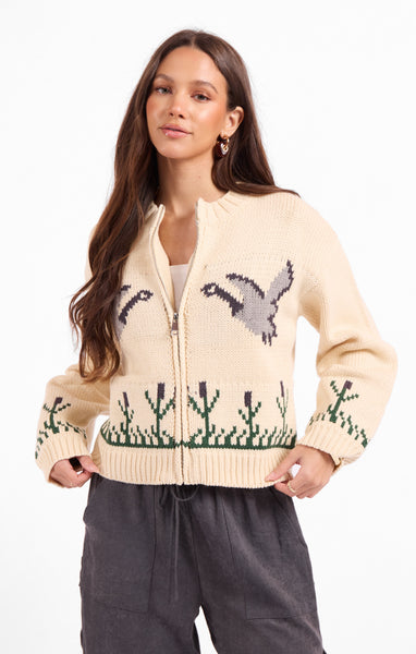 Songbird Zip Sweater - Cream