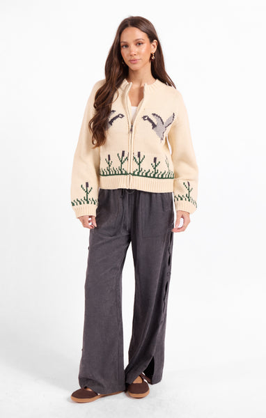 Songbird Zip Sweater - Cream