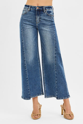 Sort Step Hem High Rise Crop - Dark Denim