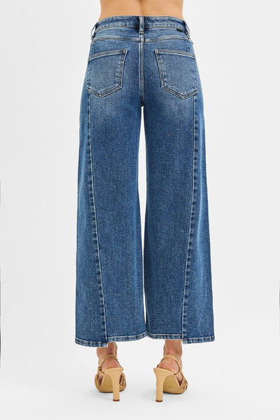 Sort Step Hem High Rise Crop - Dark Denim