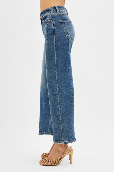 Sort Step Hem High Rise Crop - Dark Denim
