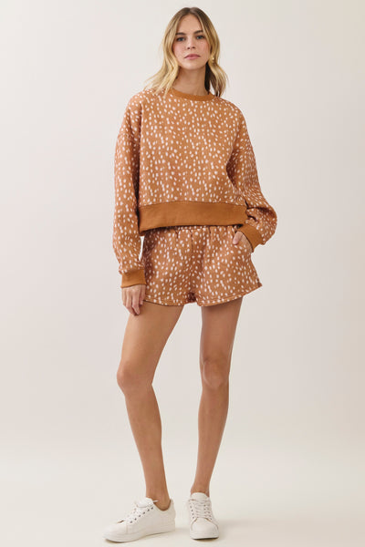 Spotted Print Sweatshirt - Brown