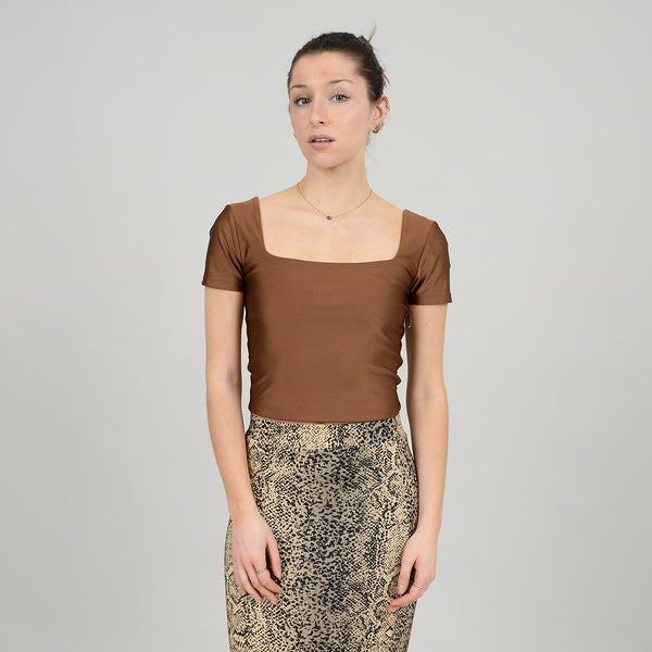 Stacy Square Neck Ss Top - Rust