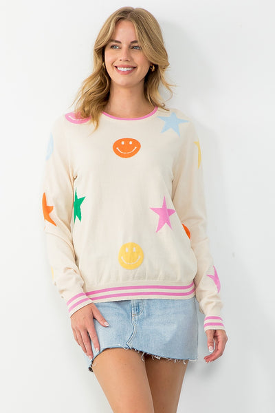 Starry Eyed Smiles Sweater - Cream
