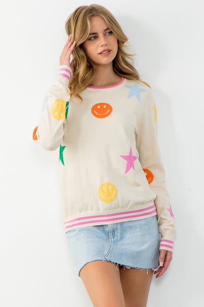Starry Eyed Smiles Sweater - Cream