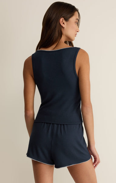 Stately V-Neck Tank - Navy