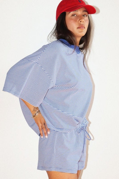 Stripe Oversized Tee - Royal Blue