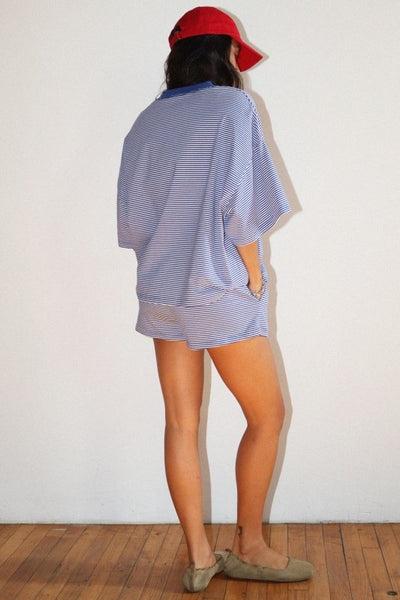 Stripe Oversized Tee - Royal Blue