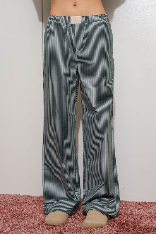 Striped Pajama Pants - Green