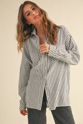 Striped Pattern Shirt - Black