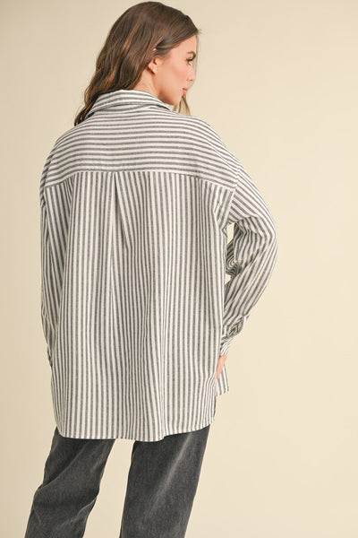Striped Pattern Shirt - Black