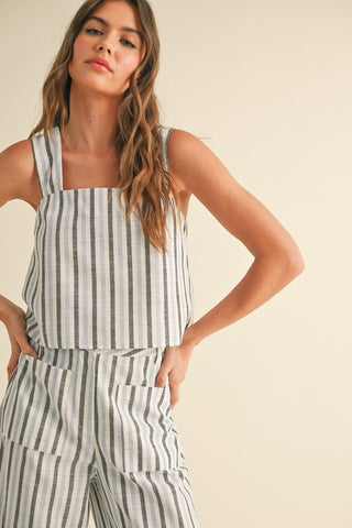Striped Pattern Top - Navy