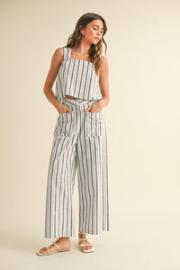 Striped Pattern Trousers - Navy