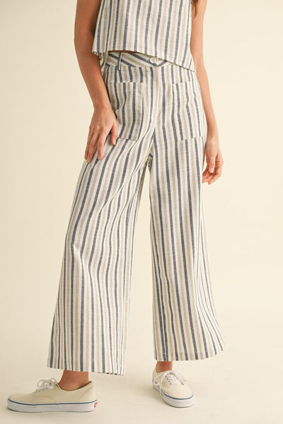Striped Pattern Trousers - Navy