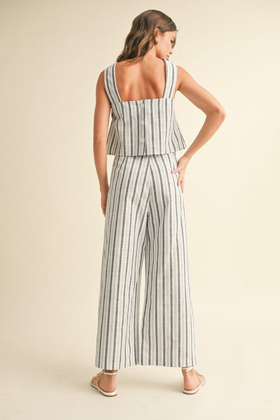 Striped Pattern Trousers - Navy
