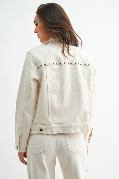 Studded Relaxed Classic Jacket - Cream