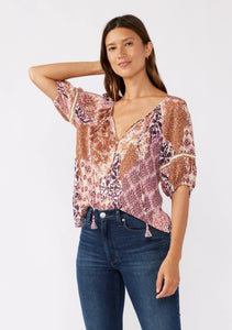 Sue Puff Sleeve V Neck - Floral Print