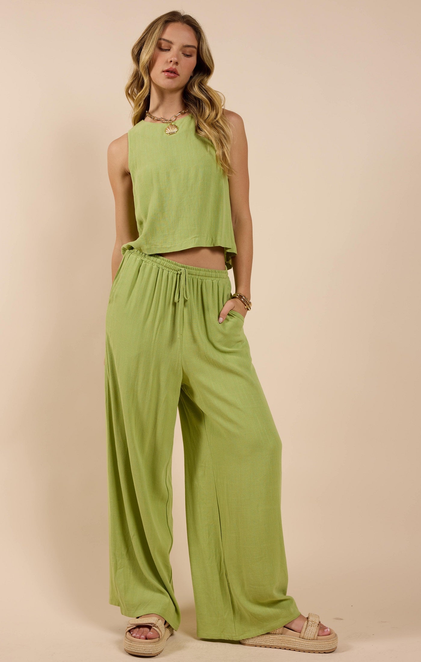 salsation サルセーション　Long Pants Light Green CHINO PANTSREGULAR - SALSA JEANS