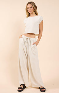 Sugarloaf Elastic Waist Pants - Oatmeal