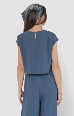 Sugarloaf Linen Top - Navy
