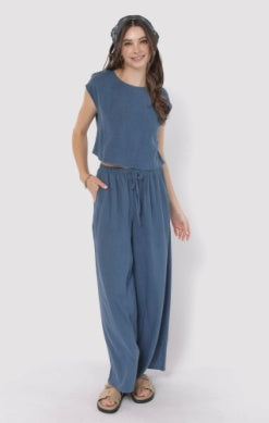 Sugarloaf Linen Top - Navy